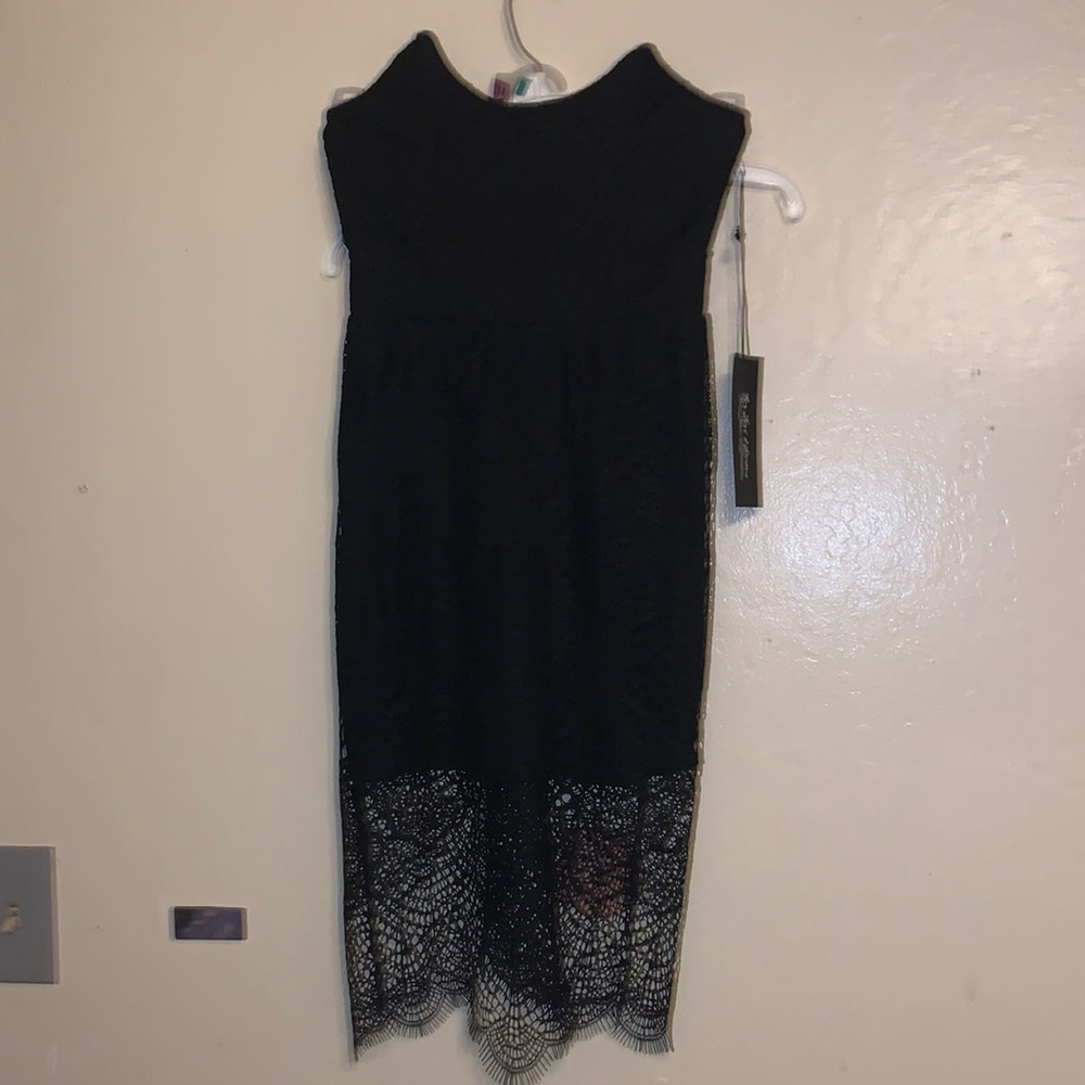 FOR LOVE & LEMONS Strapless Black Mini Dress